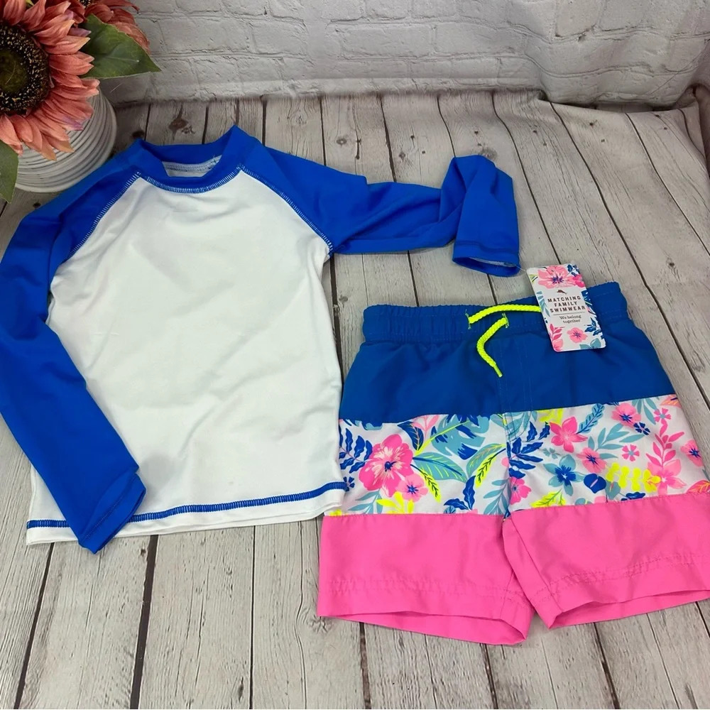tommy bahama kids toddler swim trunks rash guard set Mismatched sized 4T/3T